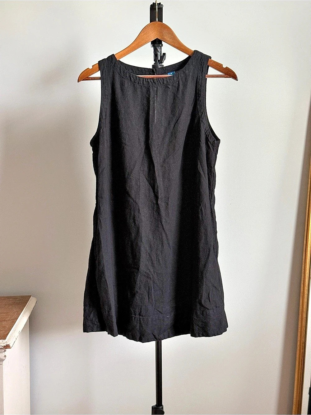 Old Navy Sleeveless Linen-Blend Mini Shift Dress Black Medium